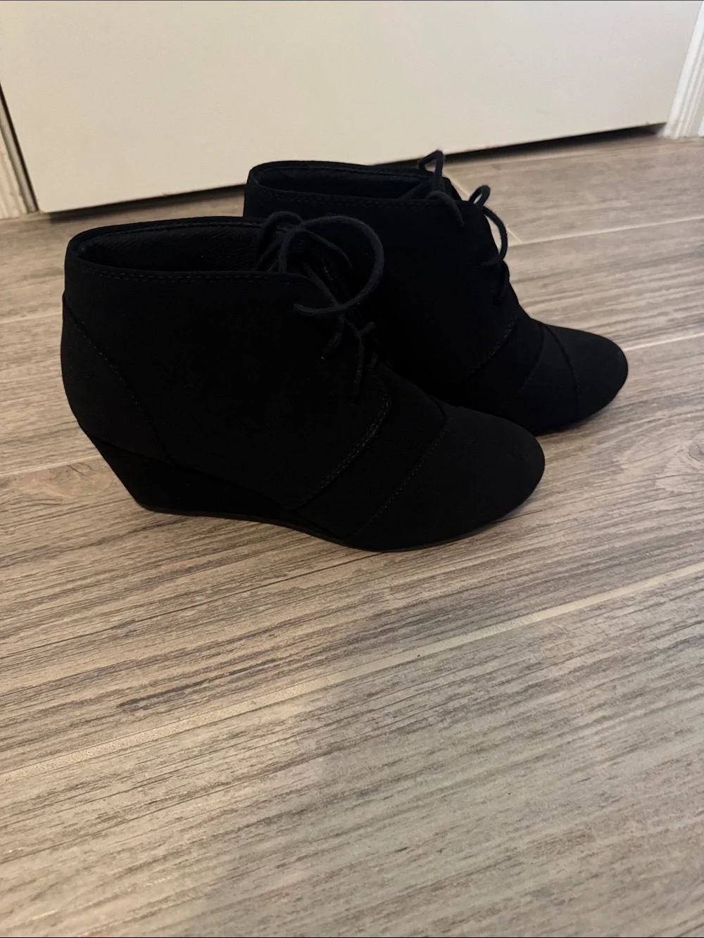 Black Suede Lace-Up Ankle Boots